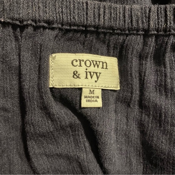 Crown & Ivy Blue White Tassle Off The Shoulder Boho Top - Picture 4 of 5